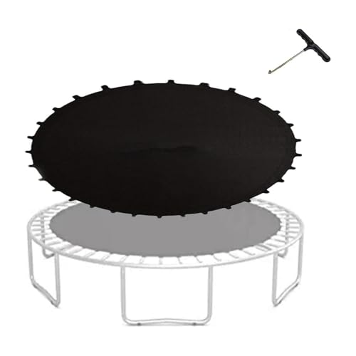 Tappeto Elastico Telo Ricambio Trampolino, Tappetino da salto di sicurezza a molla resistente all'acqua e ai raggi UV da 12 piedi con anelli a V, Accessori per trampolino tondo, 12FT(80 buckle),Black