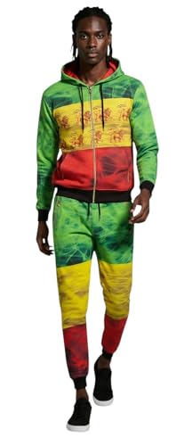 Survêtement rasta homme coupe ajustée avec sweat à capuche zippé