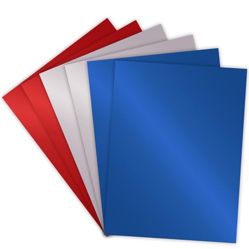 24 Sheets Patriotic Metallic Cardstock Paper 8.5 X 11", 92lb Thick Red Blue and Silver Gold Foil Cardstock Shiny Mirror Paper Glitter Paper for 4th of July Crafts Scrapbook Card Making Invit