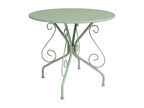 Vente-unique - Table de Jardin D.80 cm en métal façon Fer forgé - Vert Amande - GUERMANTES de MYLIA