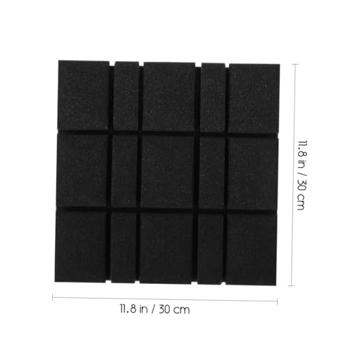 12 Piezas Paneles Acústicos de Cabeza de Hongo de Alta Densidad Auto-adhesivos para Aislamiento y Absorción de Sonido en Estudios con Diseño a Rayas Dobles Negro miniatura 2