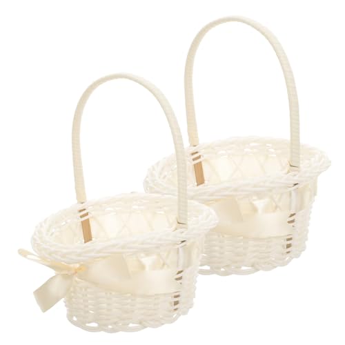 ABOOFAN Set of 2 Woven Decorative Storage Rattan for Arrangements