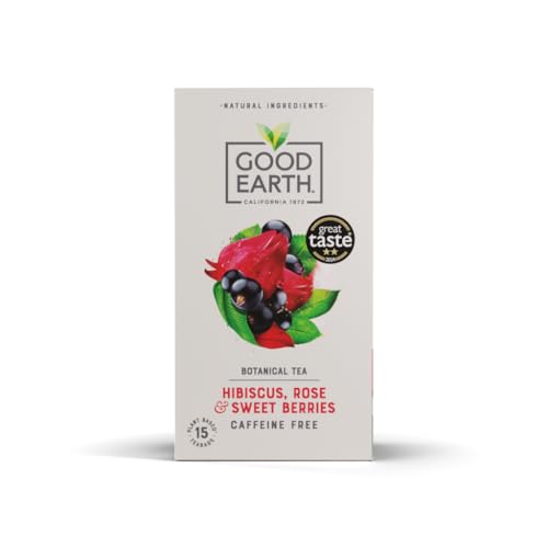 Good Earth Tea Co. Hibiscus Rose & Sweet Berries Tea Bags Bold Herbal Blend with Hibiscus Flower Red Berries and Floral Rose 15 Plant-Based Teabags
