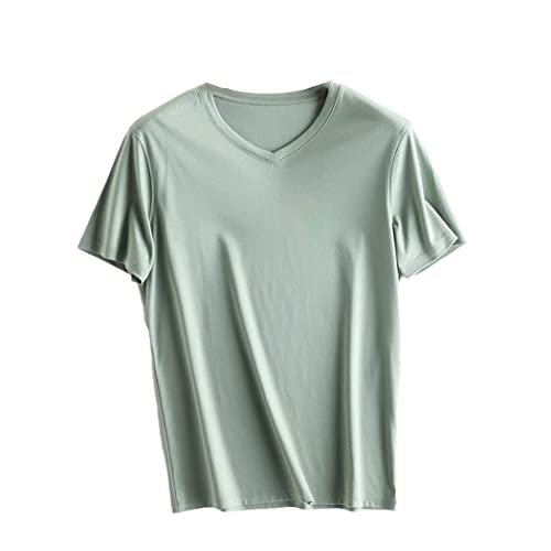 T-shirt d'été simple et chic en coton homme col rond Tea Green V