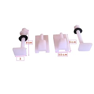 Elegant Casa Western Toilet Seat Cover Screw, Nuts and Washers Hinges Kit Clamp Plastic White Colour 1 Pair Set Size 80mm/EC