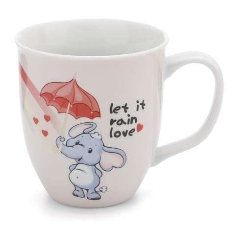 NICI Taza Love Elephant 360ml 8x10cm porcelana colorido - Taza de té Taza de café Taza de porcelana Taza asa para bebidas frías y calientes, café, té, leche, cacao
