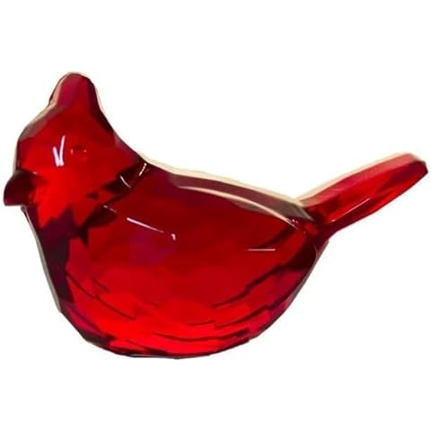 Tustao Red Acrylic Cardinal Figurine Home Decor Glass Red Bird Statue for Illuminated Home Display Collectible Figurines Home Décor Accents Cover