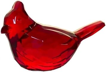 JJLFresheners Red Acrylic Cardinal Figurine Home Decor Glass Bird Statue for Illuminated Home Display Home Decor Accents Products