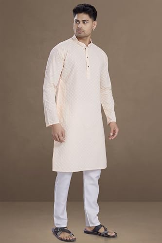Image of DIVISIVE Men's Thread Embroidered Cotton Only Slim Fit Kurta