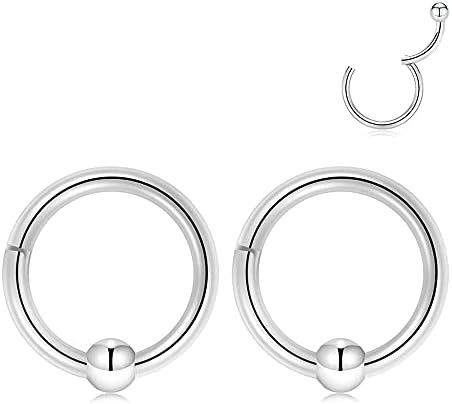 GAGABODY 16G Captive Bead Septum Jewelry Silver Daith Earrings Surgical Steel Helix Earring Body Jewelry for Women Piercings 8mm Conch Piercing