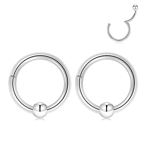 Gagabody 16G Captive Bead Septum Jewelry Silver Daith Earrings Surgical Steel Helix Earring Body Jewelry For Women Piercings 8Mm Conch Piercing #TOP1