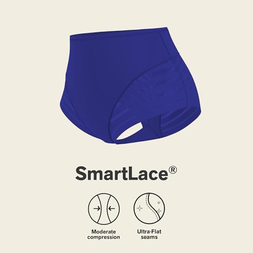 Image of Leonisa High Waisted Invisible Tummy Control Shapewear for Women - Stripe Lace Ladies Underwear Panties