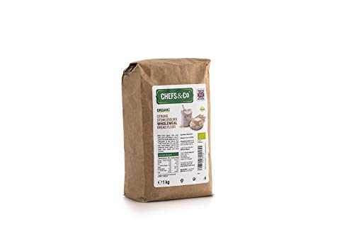 CHEFS & CO Stoneground Strong Organic Wholemeal Bread Flour 1 Kg | Freshly Milled Flour for Baking | Oven Baked Yeast Cookery & Bread Machines