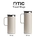 RTIC Travel Mug with Handle, 20 oz, Beach, Portable Thermal Camping Cup, Vacuum-Insulated with Lid, Stainless Steel, Sweat Proof, Keeps Hot & Cold Longer
