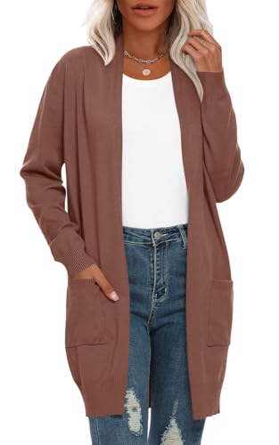 Image of Anymiss Womens Oversized Long Sweater Cardigan with Pockets - Long Sleeve Knit Kimono S-3X