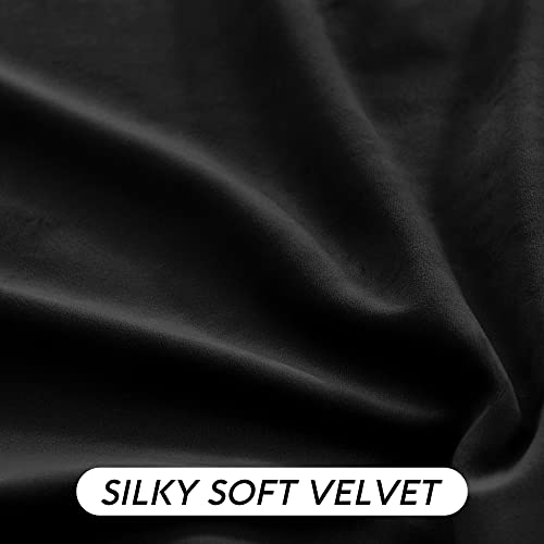 Image of RYB HOME Black Velvet Curtains 84 inch, Blackout Window Curtains with Pleat Tape on Top for Bedroom Thermal Insulated Privacy Room Darkening Drapes for Living Room, W52 x L84 inch, 2 Panels | Thermal Insulated, Room Darkening, Super Soft Velvet, Drapes with Pleat Tape, Dining Room Home Theater, W52 x L84, 2 Panels