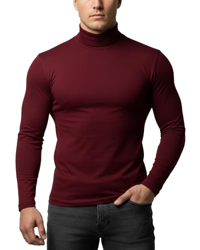 Kallspin Men's Turtleneck Pullover Sweater Cotton Long Sleeve Pullover Slim