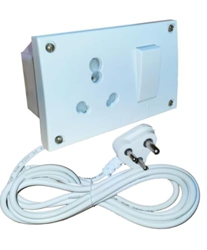 Image of Switch Socket Combined Powerful Extension Board with 3 Meter Copper Cable | 20A Switch, 16A /6A Socket | Extension Power Board for Laptop, Washing Machine, Heater, Cooler, Fridge & All Home Appliances