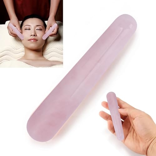 Image of Massage Stone Wand, Crystal Massage Wand, 100mm Natural Quartz Crystal Face Massage Wand Stone Smooth Stick Massaging Tool for SPA Muscle Knots Facial Body Caring(Pink)