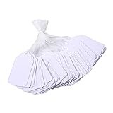 500 Pcs White Paper Gift Tags with String, 2.75' x 1.57' Blank Key Tags with Labels for Merchandise, Display, Jewelry, Clothing, Writable Hang Tags