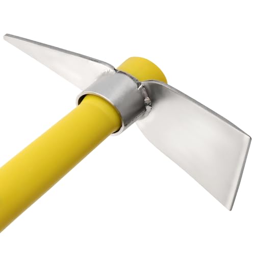 PINGEUI 2PCS Pick Mattock Hoe, 15 Inches Garden Pick Axe with Forged Head,Mattock Digging Tool with Fiberglass Rubber Handle for Digging, Loosening Soil