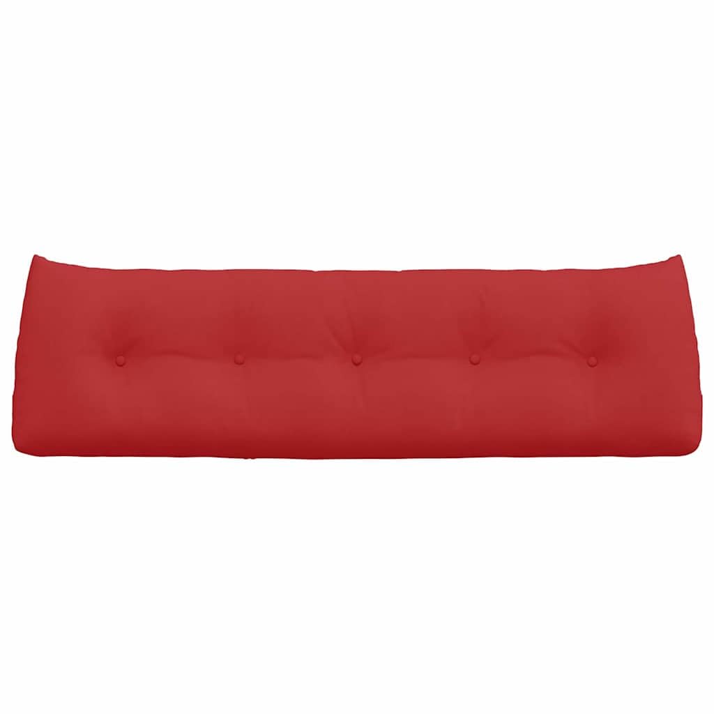 Cuscino per schienale, rosso, 160 x 24 x 50 cm, cuscino ergonomico in tessuto vellutato per letto e divano, cuscino imbottito con rivestimento sfoderabile e morbida imbottitura in poliestere