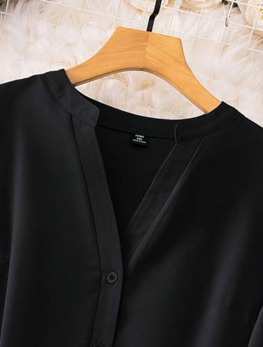 Image of Gufrina Women's Rayon Top with 3 /4th Sleeves Mandarin Collar Neck Solid Pattern A Line Style Knee-Length and Regular Fit