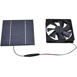Ventilador Para Perros Kit de ventilador de panel solar, ventilador individual de 10 W Ventilador de panel solar a prueba de agua Ventilador de enfriamiento de invernadero Casa de perro Gallinero Herramienta de enfriamiento