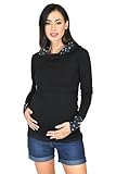 MijaCulture Umstandsmode 2in1 Stillpullover & Umstandspullover Stilltop Stillpulli Neli M007 (S, Schwarz/Sterne)