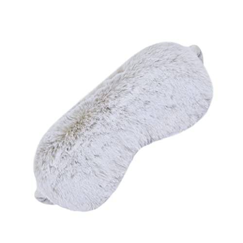 Image of Sleepdown Faux Fur Rabbit Sleep Eye Mask Cover Blindfold Light Blocking Travel Super Soft Cosy Comfortable for Men and Women - Cream - (21cm x 9cm)