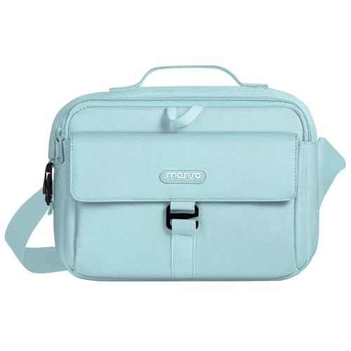 MOSISO カメラバッグ DSLR/SLR/ミラーレスカメラ用 対応機種 Canon/Nikon/Sony、保護 メッセンジャー袋 コンパクト 斜め掛けのパッド入り ショルダーバッグ レインカバー付き(エア ブルー)