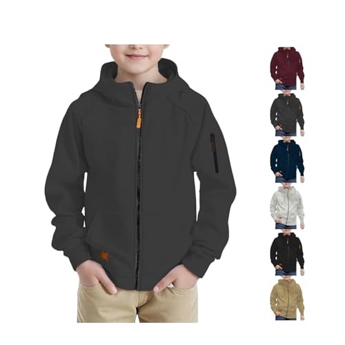 Boys Zip Up Hoodie,Soft Basic Long Sleeve Hooded Pullover Sweatshirt Jacket for Kids Clothes with Pocket