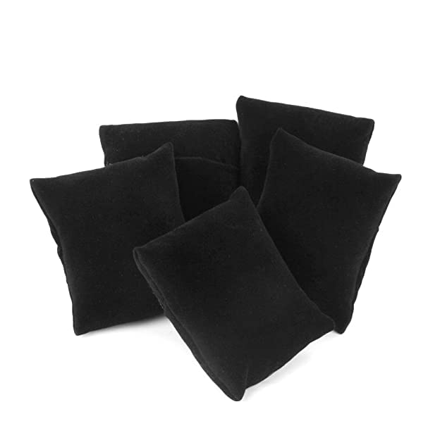 DOOR STEP SHOPPING Small Bracelet Watch Pillow Bangle Cushions for Jewelry Displays, 4×3 inch (Black-Velvet) (20 Pcs)