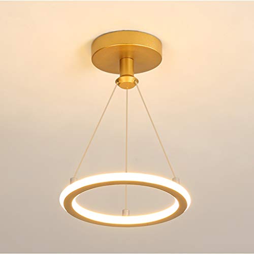 Lampe suspendue LED ronde dorée pour éclairage intérieur de maison moderne - 2