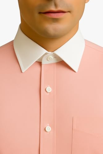 Image of Men's Premium Cotton Formal Dress Shirt - White Collar & French Cuffs with Cufflinks | Solid White, Micro Check & Striped for Office, Wedding
