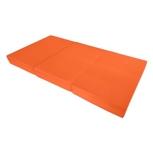 D&D Futon Furniture Trifold Foam Bed, Folding Ottoman Mattress (Orange, Twin Size (6 x 39 x 75))