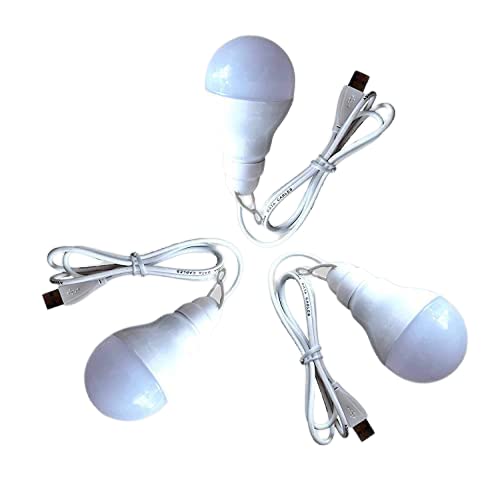 HCR ACCESSORIES® (PACK OF 3)USB LED Bulb 5 Watt 6 Volts Bright Light Reading Lamp for Camping Used with Laptop, PC, Power Bank (B09VH4LK5X) Amazon Price History, Amazon Price Tracker