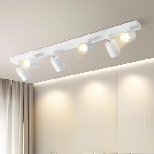 Homefire LED Deckenstrahler Deckenlampe - 6 Flammig GU10 Deckenleuchte Weiß 350 Schwenkbar Strahler Spots Innen Deckenspot flurlampe für Wohnzimmer Küche Schlafzimmer Ohne Leuchtmittel