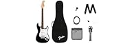 One Squier Debut Series Stratocaster electric guitar, Frontman 10G amp, a padded gig bag, a strap, a cable, picks, a guitar stand, clip-on tuner and an extra set of strings. Designed by the most trusted name in guitar and backed by a 75-year legacy o...