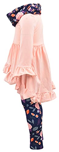 Image of Unique Baby Girls Kids Toddler 3pc Outfit Set Long Sleeve Cotton Blend Tunic Top Leggings and Scarf