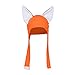 Fox Ears Beanie Hat Winter Animal Fox Fleece Cap for Women Girls (Orange)