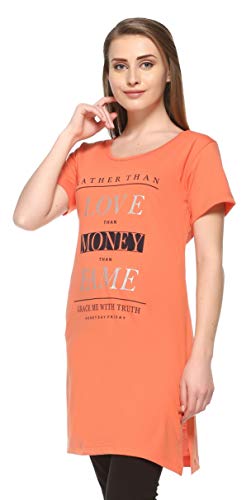 Image of In Love Women's Printed Cotton Plus Size Longline T-Shirt Half Sleeve with Pockets Pack of 2