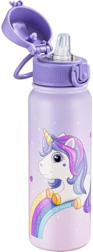 OLDLEY 20 Oz Insulated Stainless Steel Water Bottle For Kids, Wit...