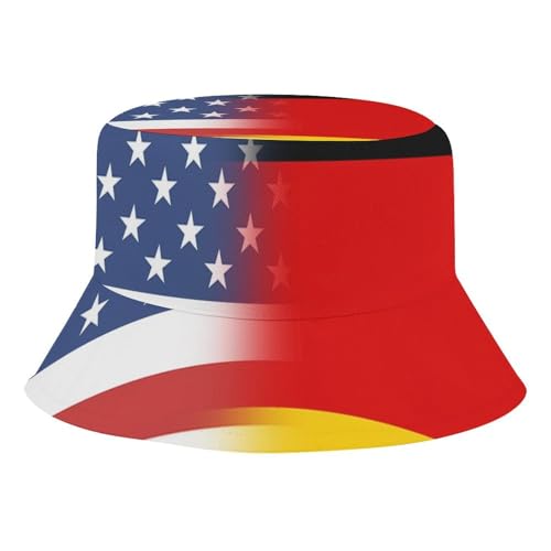 American and Germany FlagChildren's Bucket Hat for Boys and Girls, Breathable Summer Beach Hat54cm