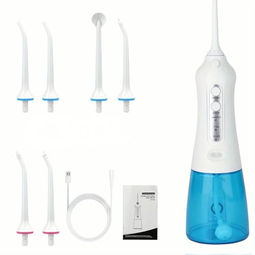 ZBDZSW Irrigador bucal Agua, inalámbrico, 300 ml, 3 Modos, 6 Puntas, Recargable, eléctrico