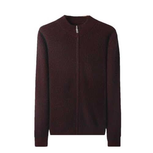 Solid Color Casual Simple Round Neck Zipper Stitching Classic Business Men's Cashmere Cardigan