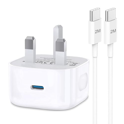iPhone 16/15/15 Pro/15 Pro Max USB C Charger, 20W New iPad Fast Charging Plug Type C to C 2M Cable for Apple iPad Pro 12.9/11,iPad Air 5th/4th,2022 iPad 10th Mini 6th,Samsung,UK Wall PD Power Adapter