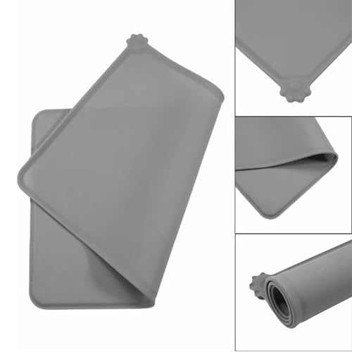 Futtermatten für Haustiere - 48 x 30cm Silikon Hunde Katzen Napfunterlage, Haustierfutter Matte mit Erhöhten, wasserdichte und rutschfeste, Leicht zu reinigen Katzennapf Futtermatten für Hunde Katzen