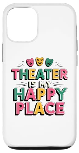 Theater Is My Happy Place Comedia Máscara Actor Teatro Teatro Carcasa para iPhone 12/12 Pro