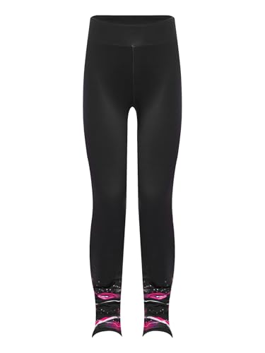 Jugaoge Kids Girls Fleece Figure Skating Pants High Waist Ice Skating Sports Leggings Bootcut Yoga Tights3